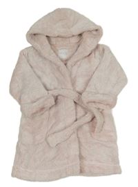 Svetloružový chlpatý župan s kapucňou Next