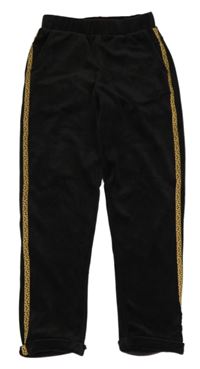 Čierne plyšové nohavice s prúžkami Orchestra