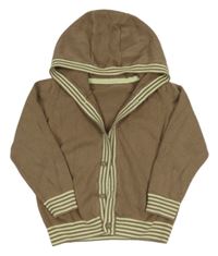 Hnedý ľahký prepínaci sveter so smetanovým lemem a kapucňou M&S