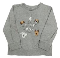 Sivá melírovaná mikina so psy Sinsay