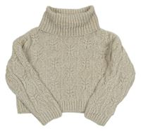 Světlebéžový žinylkový svetr s rolákem F&F