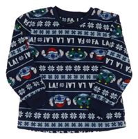 Tmavo-svetlomodré vzorované plyšové pyžamové tričko so Stitchem Disney