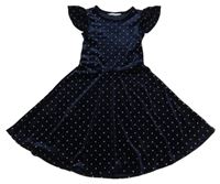 Tmavomodré zamatové šaty s hviezdičkami H&M