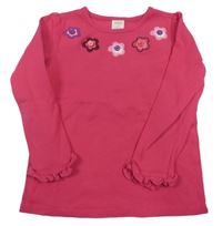 Fuchsiové triko s kytičkami Gymboree
