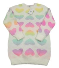 Nové - Bílé pletené šaty se srdíčky Primark