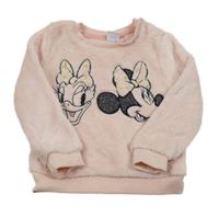 Svetloružová plyšová mikina s Minnie a Daisy Disney