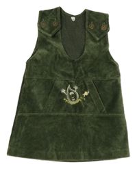 Tmavozelené zamatové rebrované šaty s kapkou