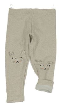 Světlebéžové melírované zaeplené legíny s kočkami C&A