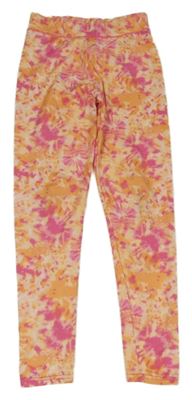 Ružovo-oranžové vzorované športové legíny Ergeenomixx