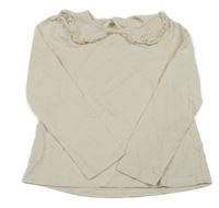 Smotanové tričko s madeirovým golierikom