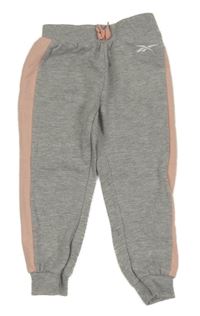 Šedo-růžové tepláky s logem Reebok