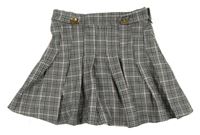 Bielo-čierno-ružová kockovaná skladaná sukňa s gombíky River Island