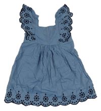 Modré šaty riflového vzhledu s výšivkami H&M