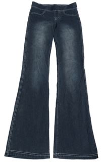 Tmavomodré flare kalhoty riflového vzhledu H&M