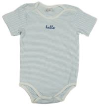 Bielo-modré pruhované body s nápisom Topomini