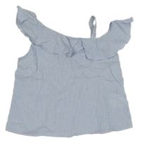 Bielo-svetlomodrý pruhovaný top s volánikom H&M