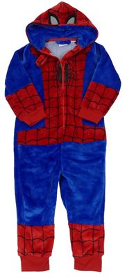 Tmavomdro-červená chlpatá kombinéza s kapucí - Spider-man Marvel