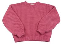 Ružový žinylkový crop sveter H&M