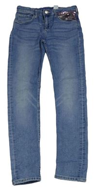 Modré skinny fit rifle s flitry H&M