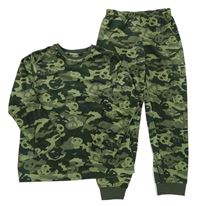 Khaki army plyšové pyžamo s lebkami Primark