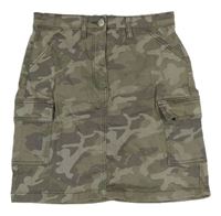 Béžovo-khaki rifľová cargo sukňa Matalan