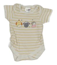 Bílo-béžové pruhované body se zvířátky 