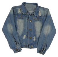 Modrá rifľová bunda s vyšúchaním