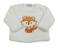 Biela chlpatá mikina s líškou Ergee