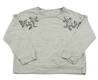 Šedá melírovaná crop mikina s flitry Next