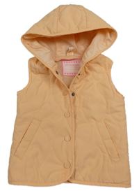 Broskvová šusťáková prošívaná zateplená vesta s kapucí Topolino