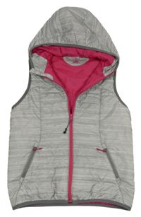 Šedá melírovaná funknčí šusťáková zateplená vesta s logem Decathlon