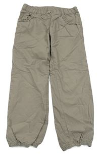 Béžové plátěné cuff kalhoty s volánky Topolino