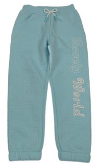 Světlemodré vzorované tepláky s nápisem Kids 