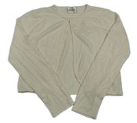 Smotanové svetrové bolerko s motýlem z korálků