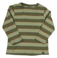 Khaki-světlezeleno-červené pruhované triko Topolino 