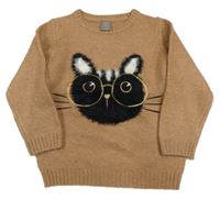 Béžový sveter s mačkou Little kids