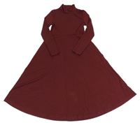 Mahagónovoé dlhé šaty s rolákom Shein