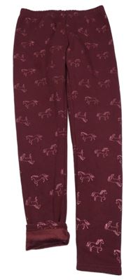 Vínové zateplené legíny s jednorožci Yigga 