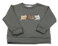 Sivá melírovaná mikina s mačkami
