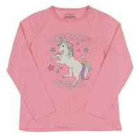 Neonově růžové triko s jednorožcem Primark