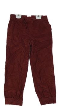Nové - Vínové manšestrové cuff kalhoty 