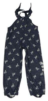 Tmavomodré laclové nepromokavé kalhoty se zebrami Topolino