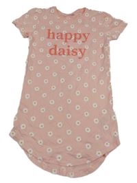 Broskvová noční košile s kytičkami a nápisem Kids