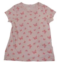 Svetloružové tričko s motýlikmi Lupilu