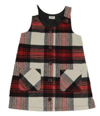 Čierno-červeno-smotanové kockované vlnené šaty s gombíkmi F&F