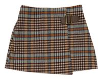 Farebná kockovaná skort vlnená sukňa Next