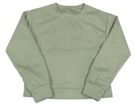 Khaki crop mikina s vreckom