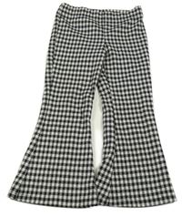 Čierno-bielo-strieborné kockované flare nohavice Matalan