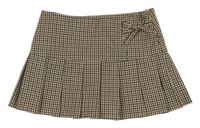 Béžovo-čierno-biela kockovaná skladaná sukňa s mašlou Primark