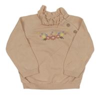 Staroružový sveter s kvietkami a golierikom Tu